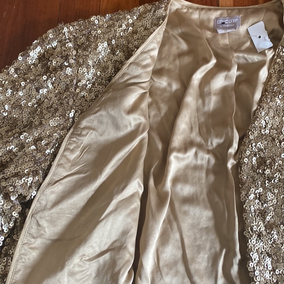 NWOT CHICO’S Travelers Collection Gold Sequin Jacket-Sold out online! - Picture 9 of 14